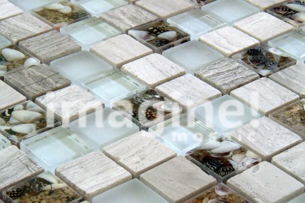 Плитка мозаика микс из стекла и камня Imagine - GMBN23-011
