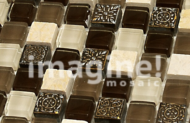 Плитка мозаика микс из стекла и камня Imagine - HS0997